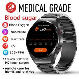 ECG+PPG Blood Glucose Smart Watch Men Body Temperature Heart Rate Smartwatch Blood Pressure Sport Fitness Watch