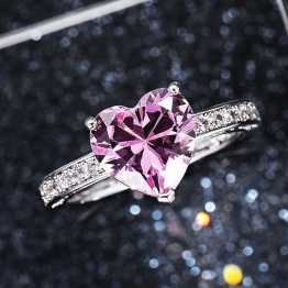 Gift Love Heart Wedding Cocktail Statement Eternity Ring Luxury Jewelry for Women