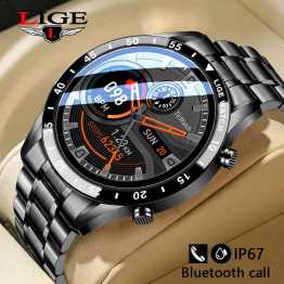 LIGE Bluetooth Call Blood Pressure Heart Rate Monitoring Multifunctional Sports Smartwatch-black