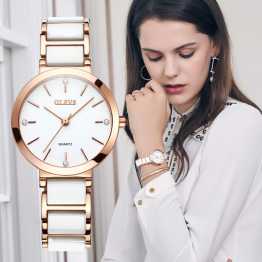 OLEVS 5877 Ceramic Classic fashion Quartz movement women watch
