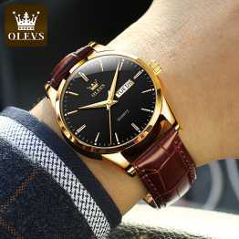 OLEVS 6898 Quartz Mens Watch Black Dial