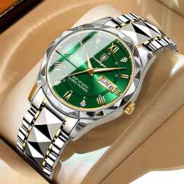 POEDAGAR 615 New Luxury Fashion Luminous Date Week Quartz Men's Watch-Green
